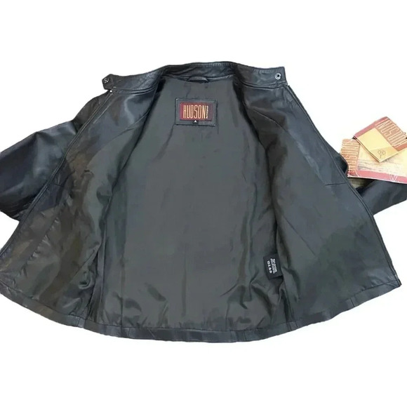 VTG Hudson Leather Jacket Dark Brown Women’s Tagged A (small) NWT Biker Lined - Picture 2 of 12